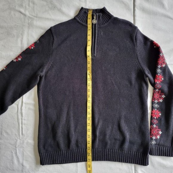 1/4 zip, navy sweater with snowflakes by Karen Scott - Picture 9 of 10
